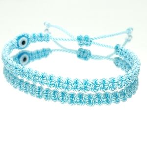 evil eye protection bracelet, good luck wristband, blue string braided bracelet